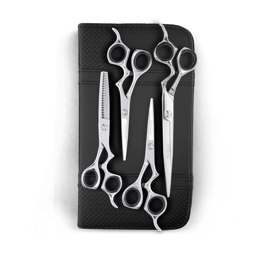 Matsui Classic Ergo Support Ultimate Barber Scissors Combo, Silver (4s