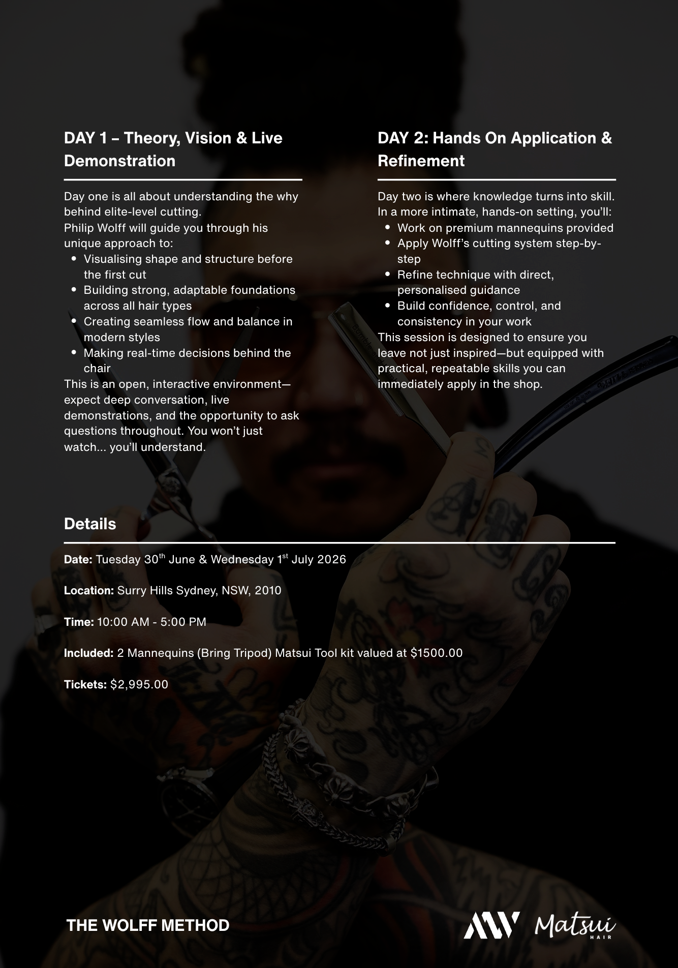 THE WOLFF METHOD:  2-DAY ADVANCED CUTTING EXPERIENCE HAIRDRESSING CLASS